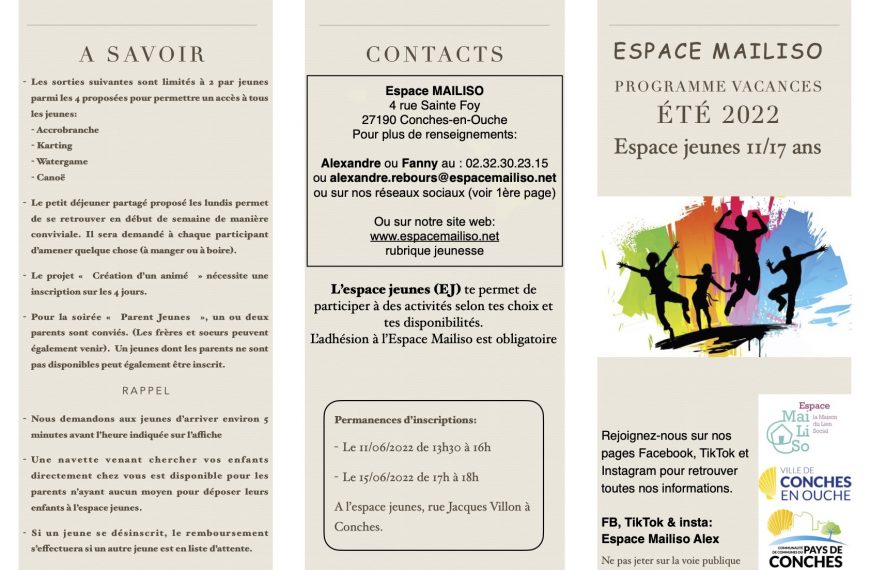 Planning Espace Jeunes été 2022