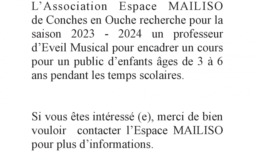 Recherche d’un/une professeur d’éveil musical