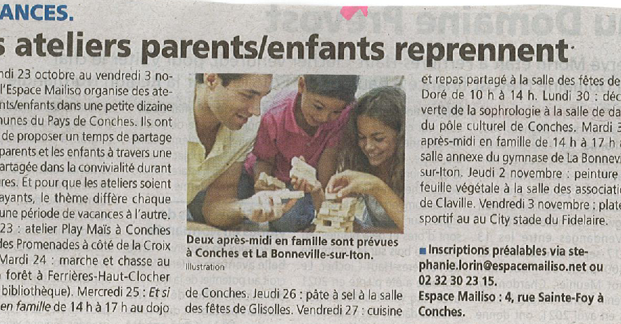 Les ateliers parents/enfants reprennent