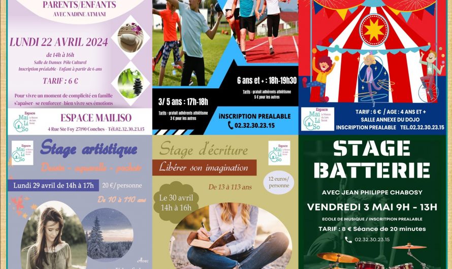 Info programme Stage/Atelier vacances Printemps 2024