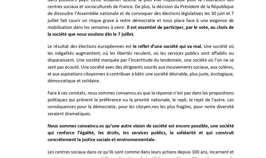 Plutôt que le repli et le rejet de l’autre, le choix du commun, toujours !