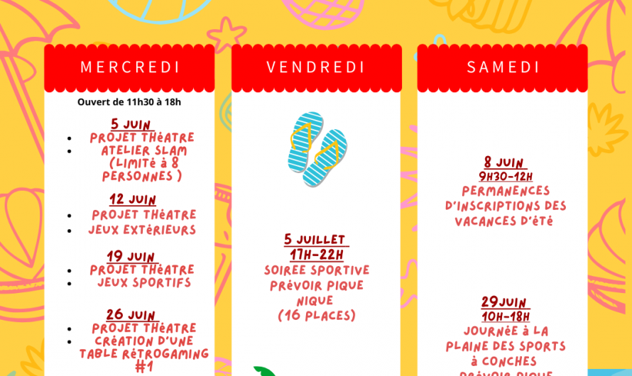 Programme de juillet espace jeune