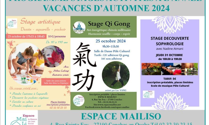 Programme stages activités à l’année vacances d’automne 2024