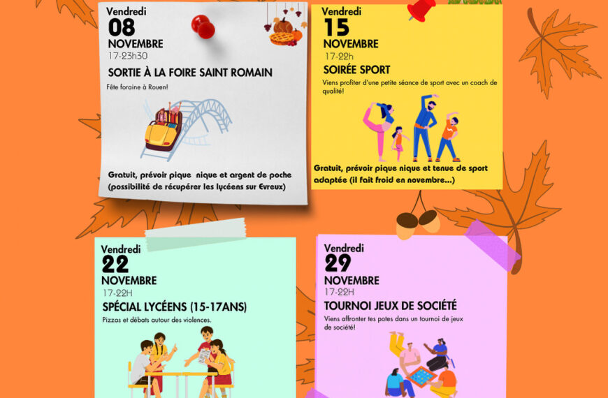 Le planning des week-ends de novembre est disponible! 