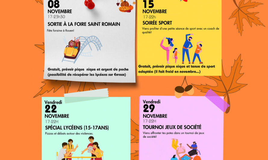 Le planning des week-ends de novembre est disponible! 