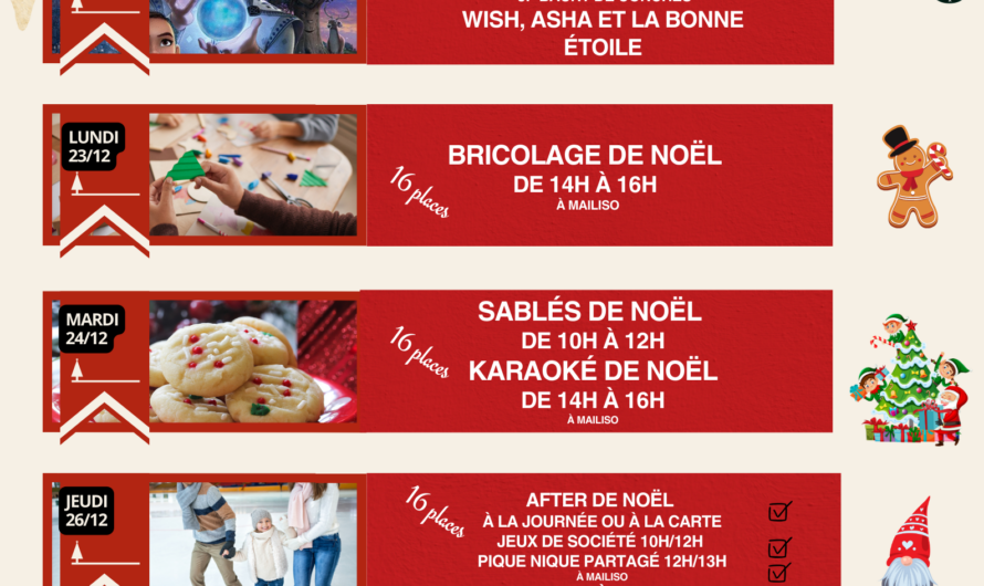 Programme des animations de Noël 2024 de l’Espace Mailiso