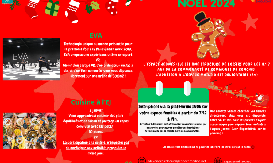Planning des vacances Espace Jeunes