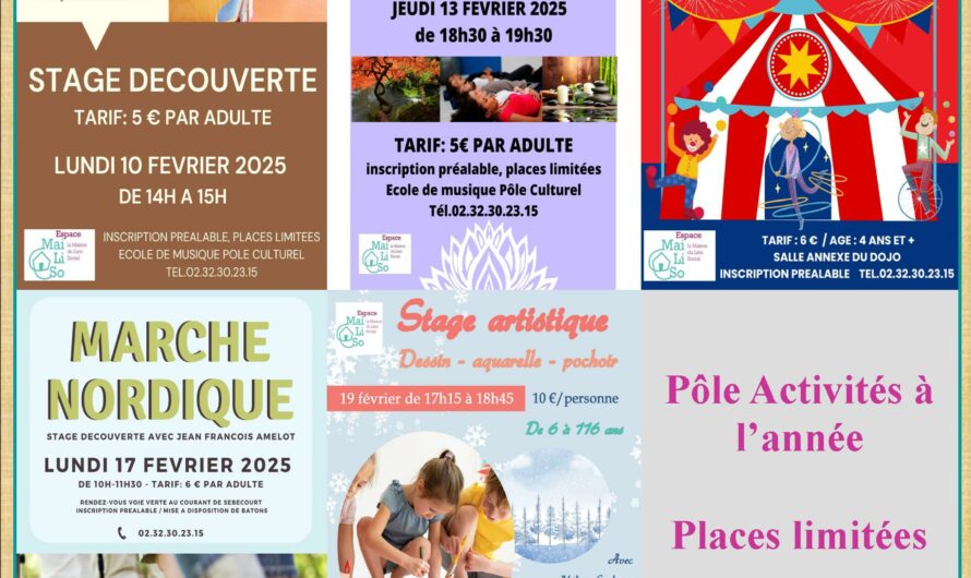 Stages vacances hiver 2025 pôle activités à l’année Espace MaiLiSo