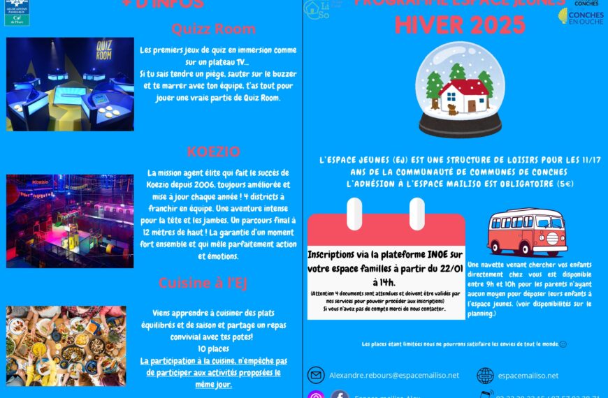 Le programme des vacances d’hiver est dispo!