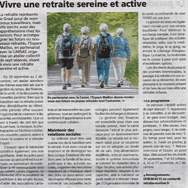 VIVRE UNE RETRAITE SEREINE ET ACTIVE