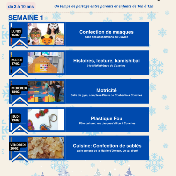 Attention, tenez-vous prêts !  Les vacances d’hiver arrivent à grands pas… et on vous a préparé un programme aux petits oignons 