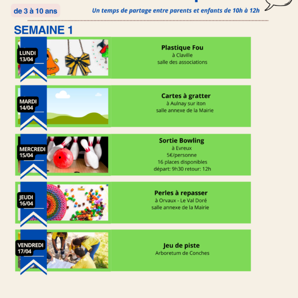 Ateliers Parents / Enfants Vacances de Printemps : partagez des moments uniques ! 