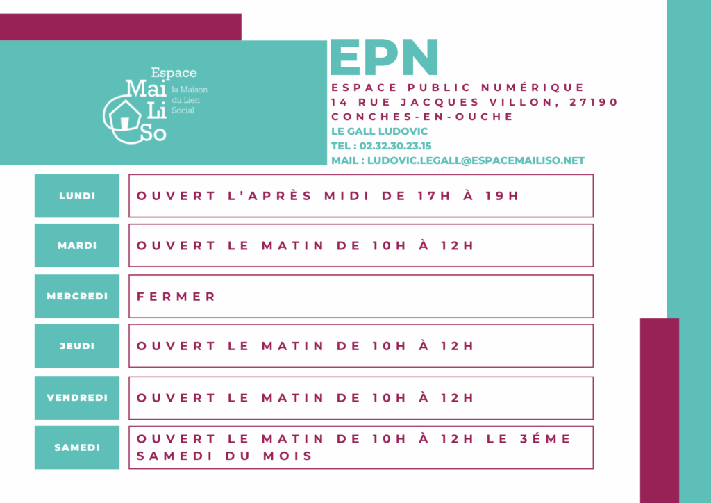 Horaires de l'Espace Public Numérique